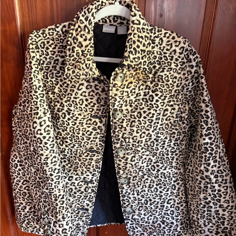 Chico's Leopard Print Teddy Jacket